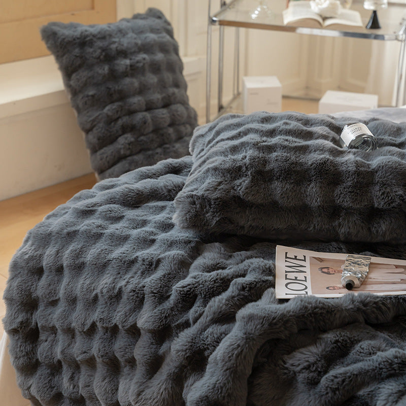 Veloura Luxe Faux Rabbit Fur Blanket | Ultra Soft Luxurious Feel Bed Cover