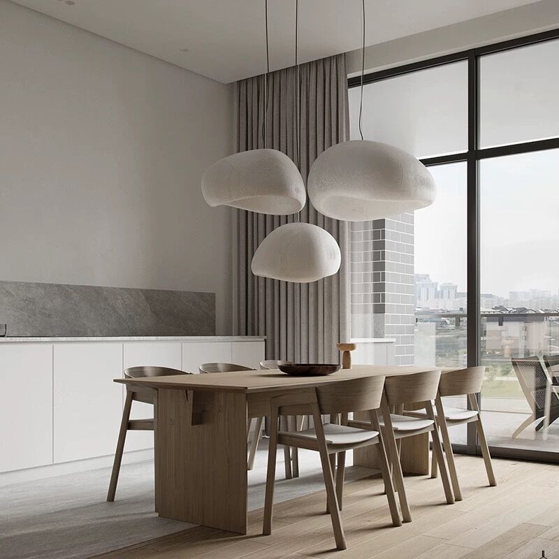 Kumo Pendant Light | Minimalist Sculptural Ceiling Lamp in White or Pebble Gray