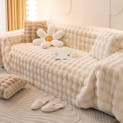 ScandiSnug Faux Rabbit Fur Sofa Cover | Hygge Scandi Blanket for Small to Large Sofas