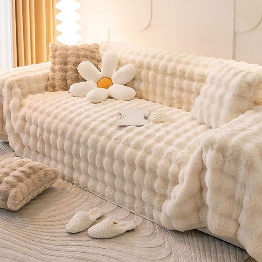ScandiSnug Faux Rabbit Fur Sofa Cover | Hygge Scandi Blanket for Small to Large Sofas