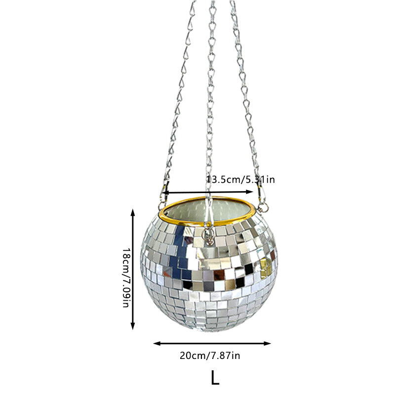 Chic Disco Ball Hanging Planter with Mirrored Tiles | Planter for Succulents and Ferns - Styyler