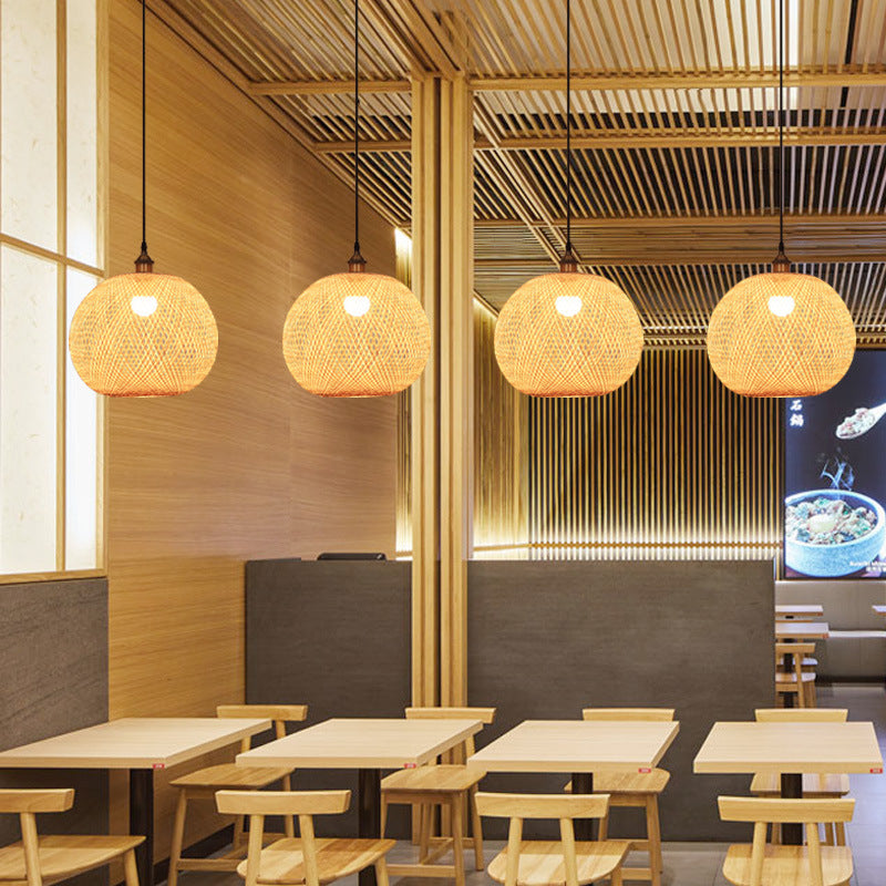 Kairo Bamboo Rattan Pendant Lamp | Handwoven Japanese-Style Spherical Ceiling Light - Styyler
