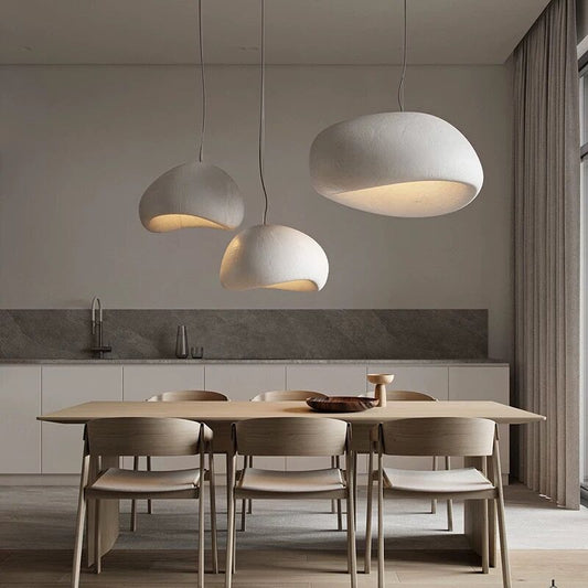 Kumo Pendant Light | Minimalist Sculptural Ceiling Lamp in White or Pebble Gray