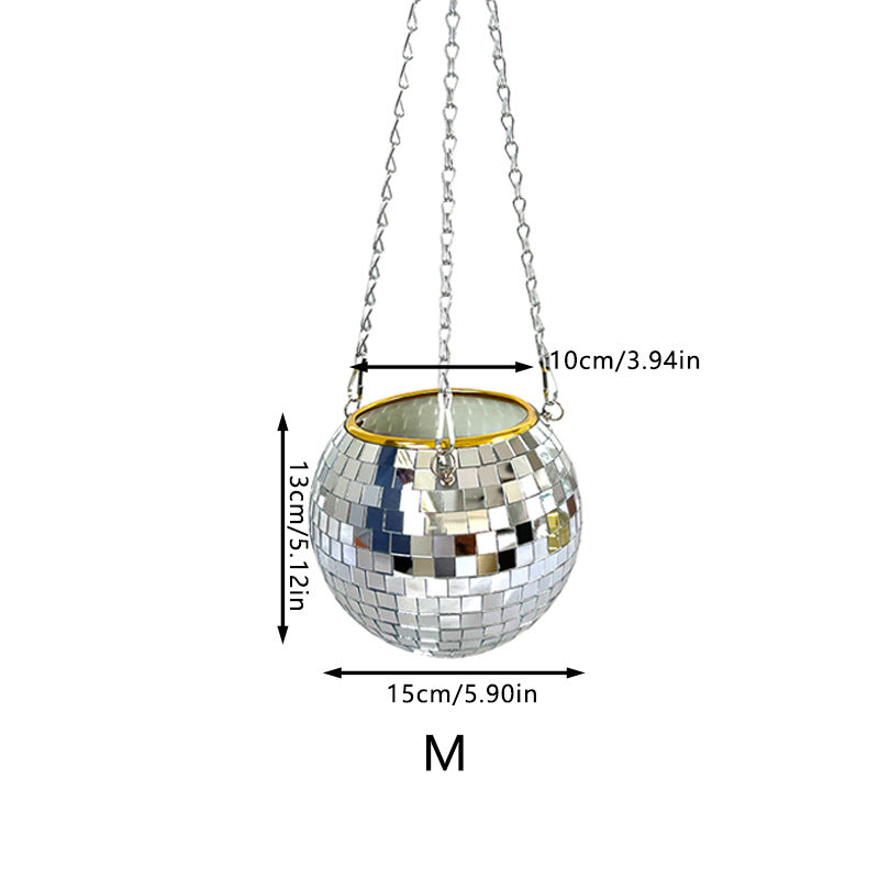 Chic Disco Ball Hanging Planter with Mirrored Tiles | Planter for Succulents and Ferns - Styyler