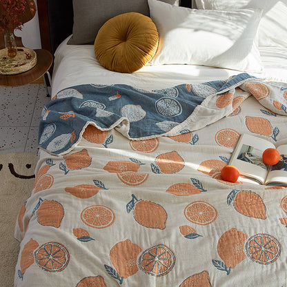Santara Quilted Cotton Bed Throw | Citrus Pattern Blanket in Bold Boho Colours