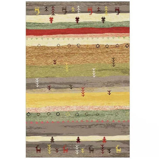 TAVIRA - Colourful Tribal Print Rug with Folk Motifs | Non-Slip and Easy Clean - Styyler