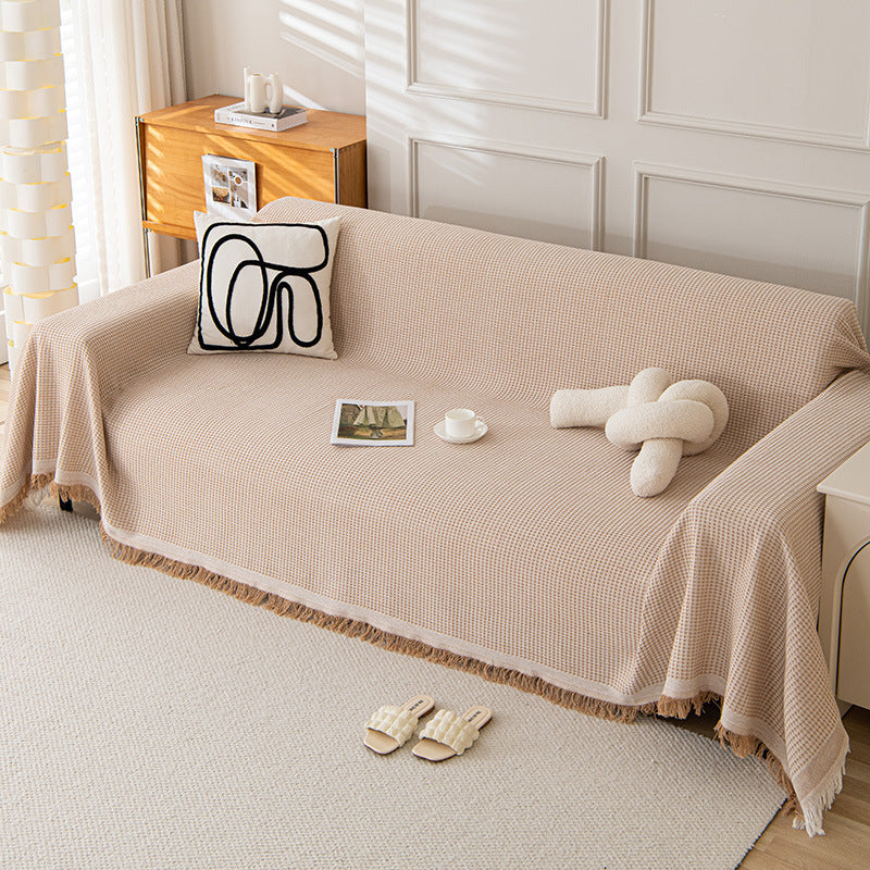Kalmea Japandi Sofa Cover | Machine Washable Couch Protector with Tassel Edge
