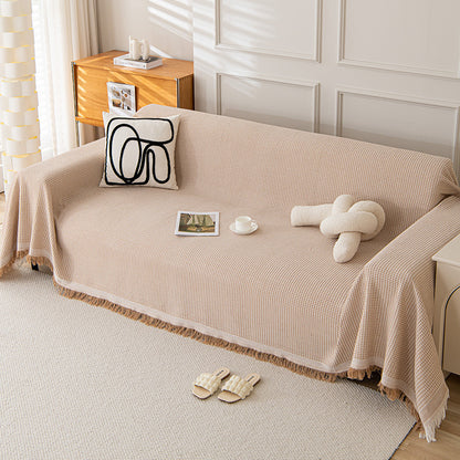 Kalmea Japandi Sofa Cover | Machine Washable Couch Protector with Tassel Edge