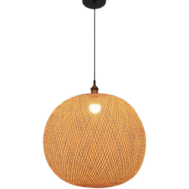 Kairo Bamboo Rattan Pendant Lamp | Handwoven Japanese-Style Spherical Ceiling Light - Styyler