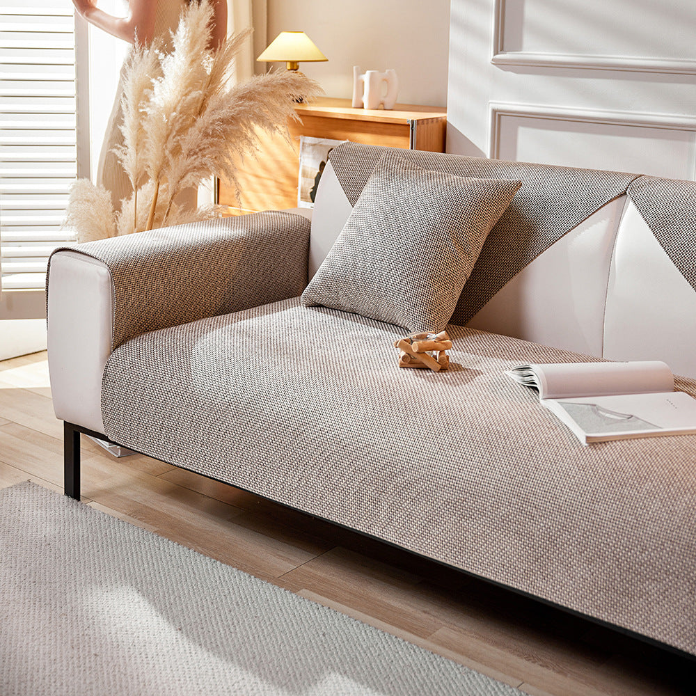 VALLA Linen Sofa Cover | Solid Colour Non-Slip Easy Clean Couch Protector