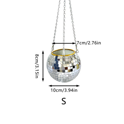 Chic Disco Ball Hanging Planter with Mirrored Tiles | Planter for Succulents and Ferns - Styyler