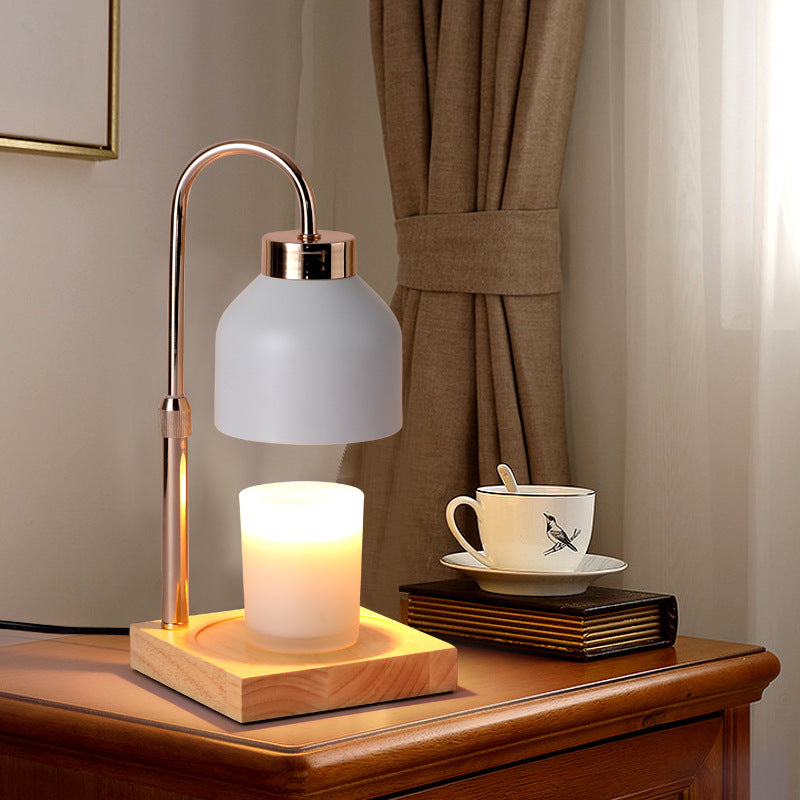 SERONA – Elegant Wax Melt Candle Warmer Lamp | Black or White Matte Finish with Brass Arm and Timer - Styyler