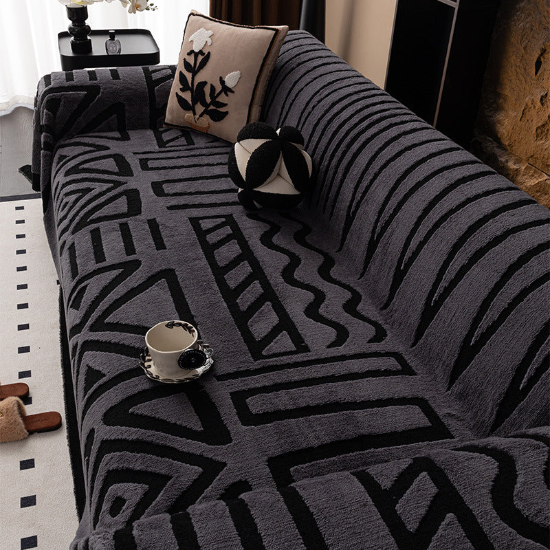 TRIBO Boho Style Plush Sofa Cover | Easy Clean Couch Protection