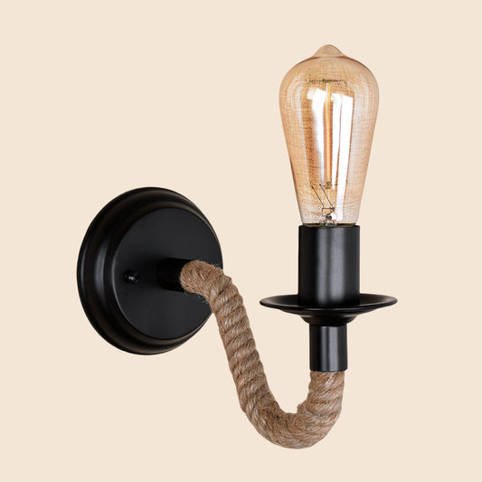 LumoKnot Industrial Rope Wall Lamp | Modern Wall Lighting with Metal & Wood Accents, CE Certified
