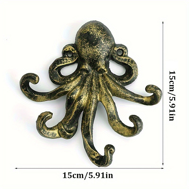 Cast Iron Octopus Wall Hook for Keys, Rings, Necklaces or Coats - Styyler