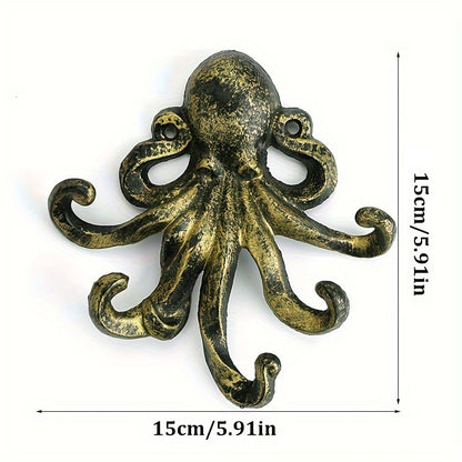Cast Iron Octopus Wall Hook for Keys, Rings, Necklaces or Coats - Styyler