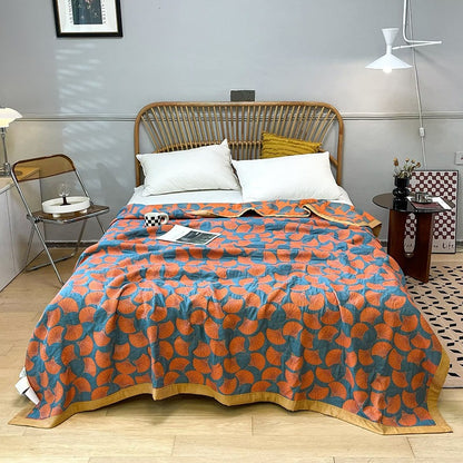 Ginkgo Haven Quilted Cotton Bedspread  | Lightweight and Cosy Blanket