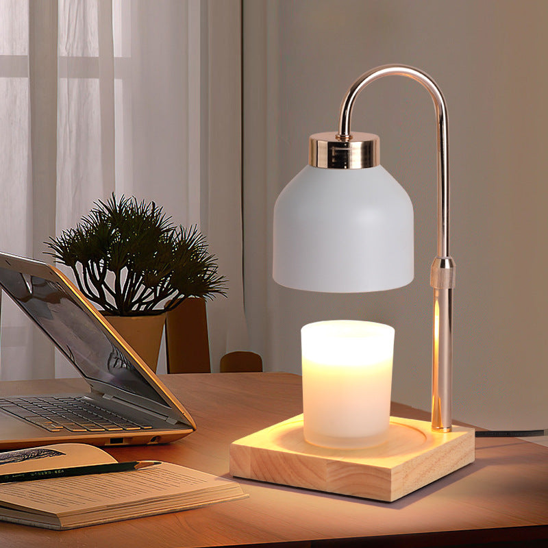 SERONA – Elegant Wax Melt Candle Warmer Lamp | Black or White Matte Finish with Brass Arm and Timer - Styyler