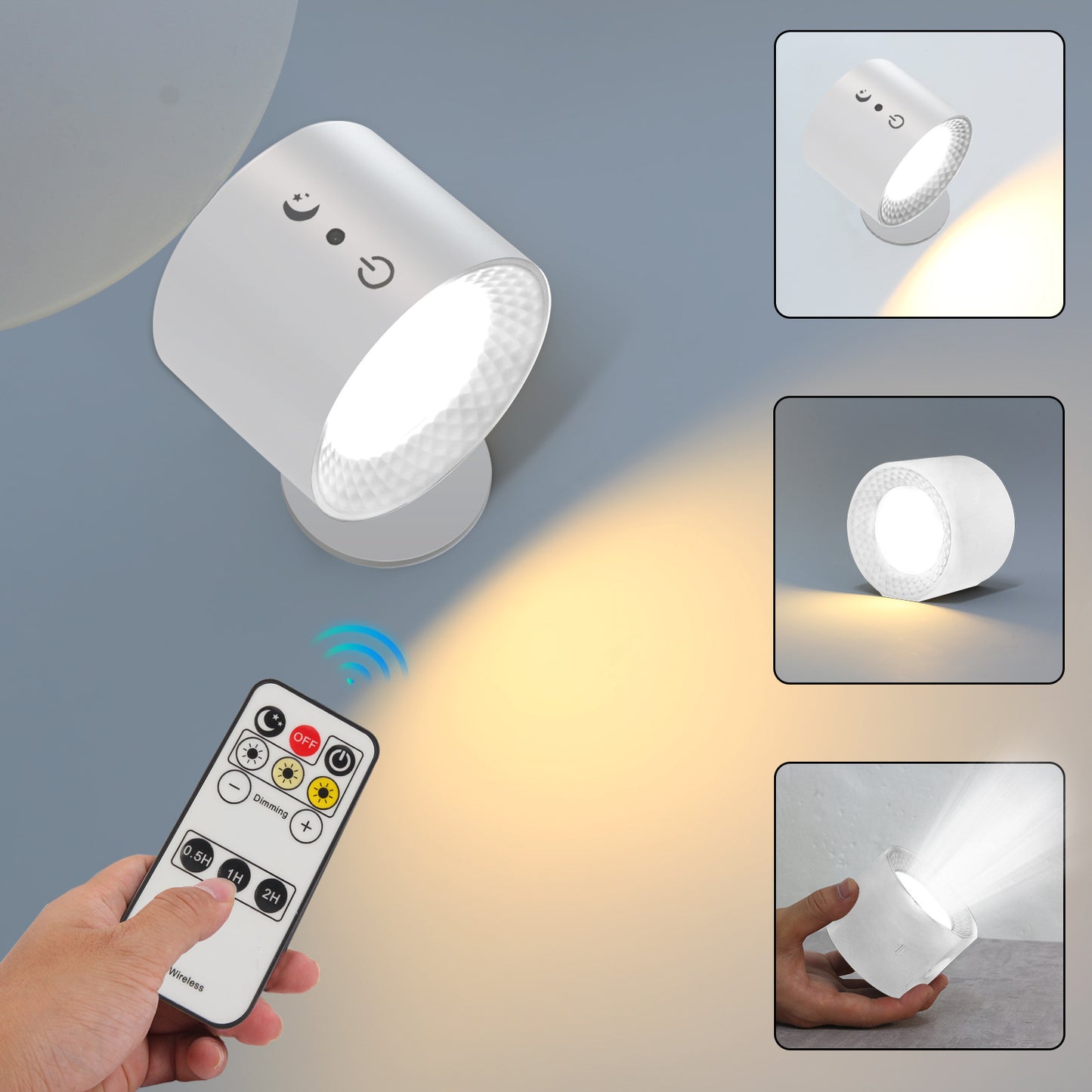 LumoFlex Remote Control Wireless Wall Lamp | 360° Rotatable, Rechargeable, Easy Install