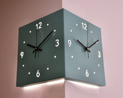 TYME Corner Clock | Double-Sided Modern Wall Clock for Living Room