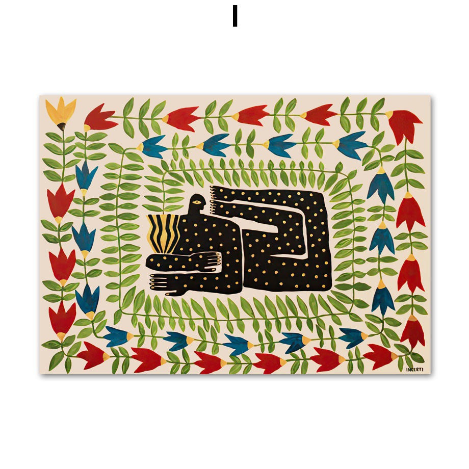 Tropica Folk Art Prints | Modern Botanical Wall Art on Canvas
