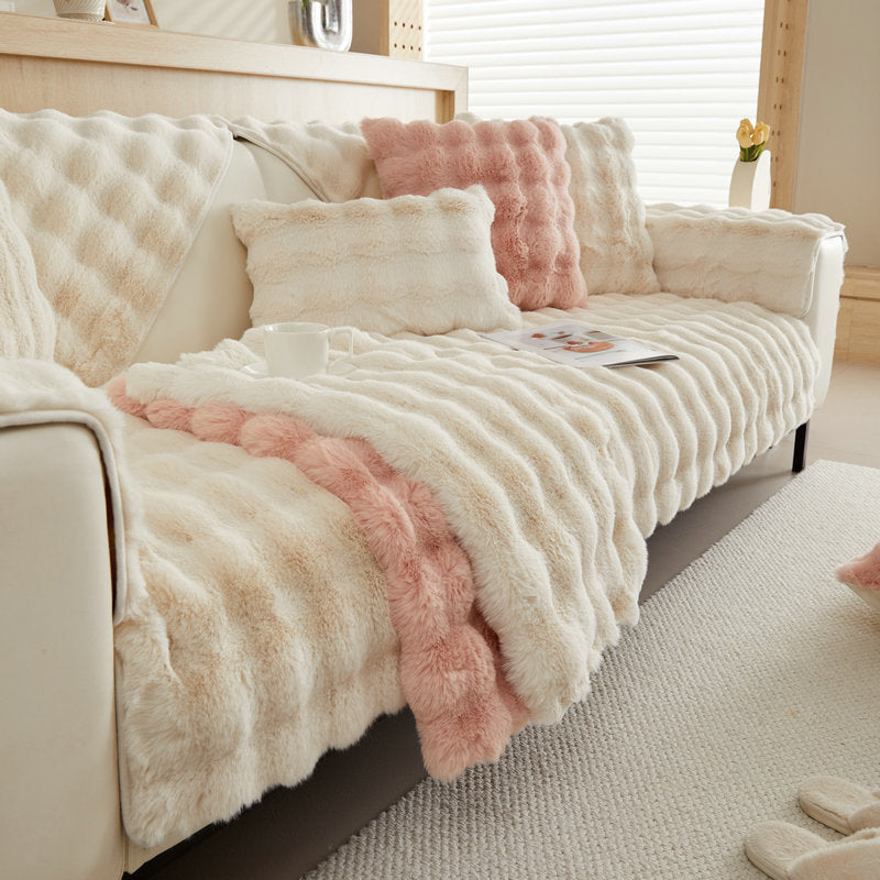 FURRY Warm Plush Feel Thickened Sofa Cover | Pet Friendly and Machine Washable - Styyler