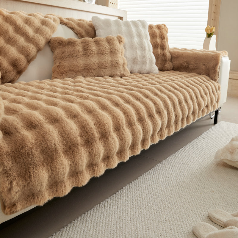 FURRY Warm Plush Feel Thickened Sofa Cover | Pet Friendly and Machine Washable - Styyler