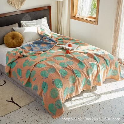 Santara Quilted Cotton Bed Throw | Citrus Pattern Blanket in Bold Boho Colours