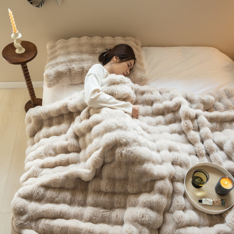 Veloura Luxe Faux Rabbit Fur Blanket | Ultra Soft Luxurious Feel Bed Cover