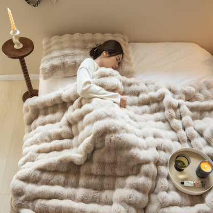 Veloura Luxe Faux Rabbit Fur Blanket | Ultra Soft Luxurious Feel Bed Cover