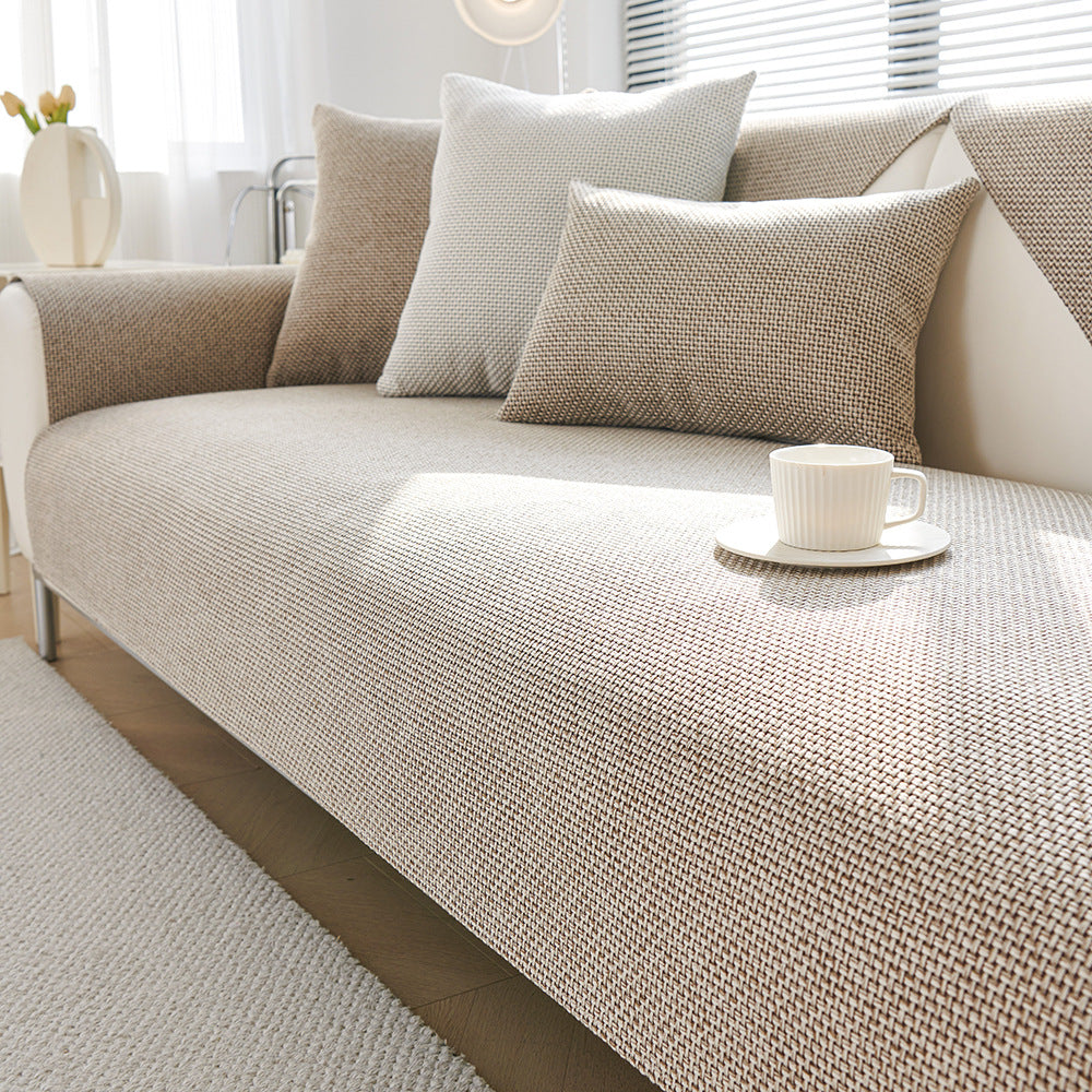 VALLA Linen Sofa Cover | Solid Colour Non-Slip Easy Clean Couch Protector