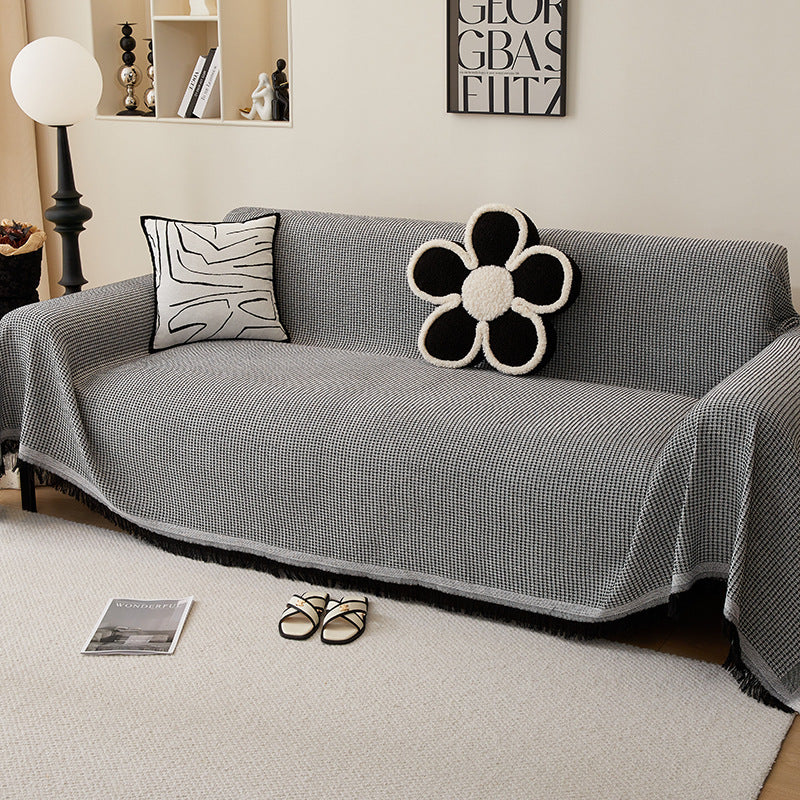 Kalmea Japandi Sofa Cover | Machine Washable Couch Protector with Tassel Edge