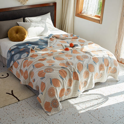 Santara Quilted Cotton Bed Throw | Citrus Pattern Blanket in Bold Boho Colours