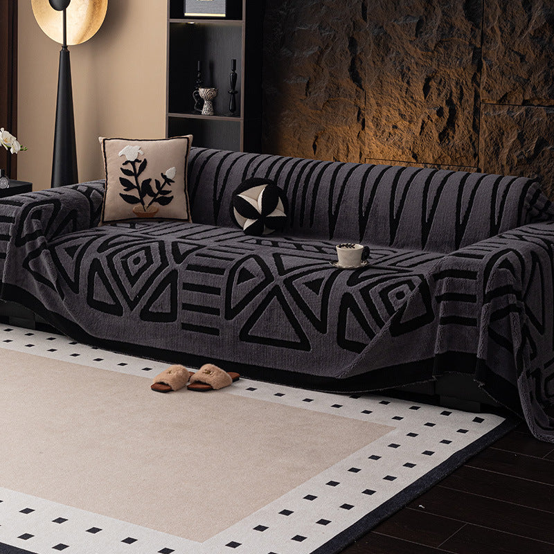 TRIBO Boho Style Plush Sofa Cover | Easy Clean Couch Protection