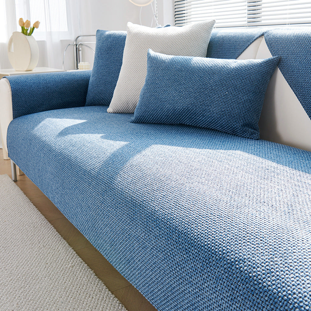 VALLA Linen Sofa Cover | Solid Colour Non-Slip Easy Clean Couch Protector