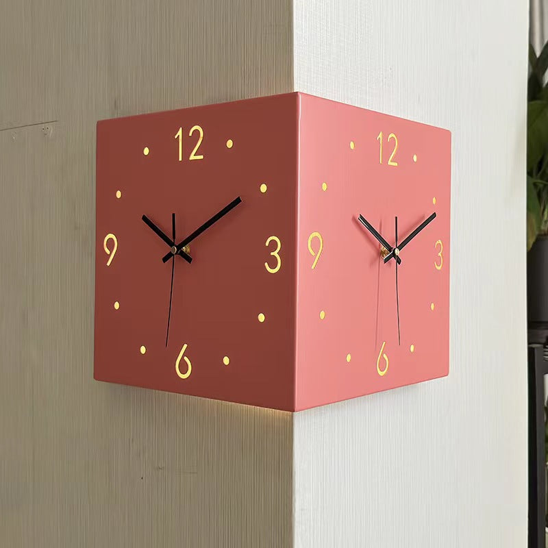 TYME Corner Clock | Double-Sided Modern Wall Clock for Living Room