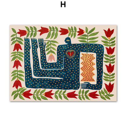 Tropica Folk Art Prints | Modern Botanical Wall Art on Canvas