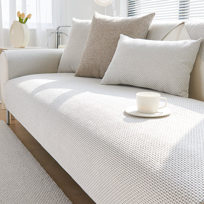 VALLA Linen Sofa Cover | Solid Colour Non-Slip Easy Clean Couch Protector
