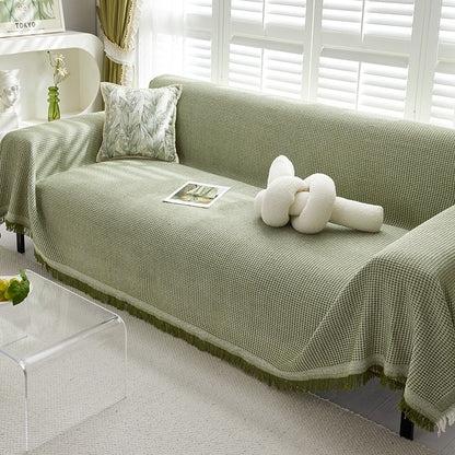 Kalmea Japandi Sofa Cover | Machine Washable Couch Protector with Tassel Edge