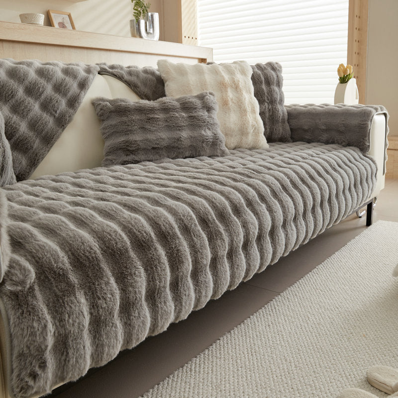 FURRY Warm Plush Feel Thickened Sofa Cover | Pet Friendly and Machine Washable - Styyler
