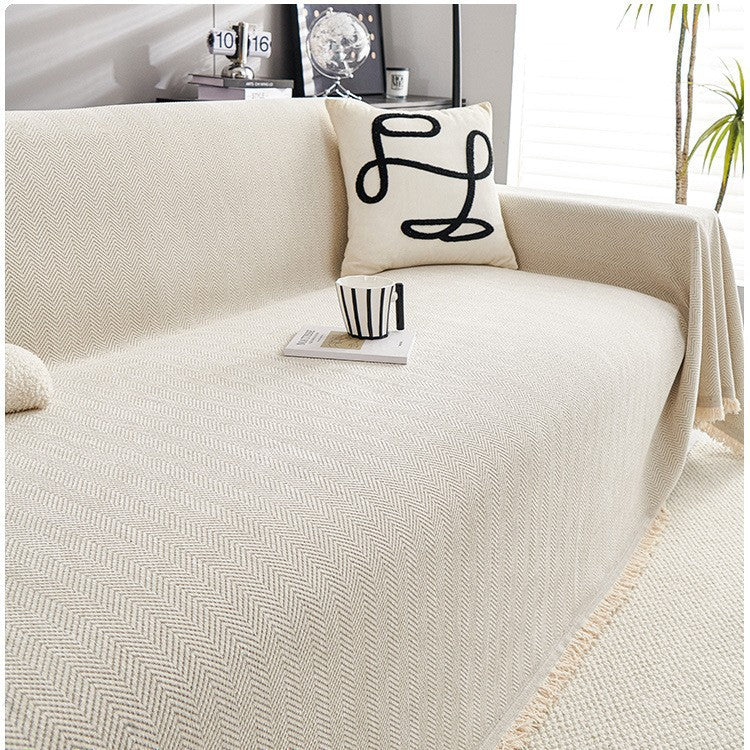 Hemingway Durable Pet-Friendly Herringbone Sofa Cover |Soft Fabric Sofa Protector | Machine Washable