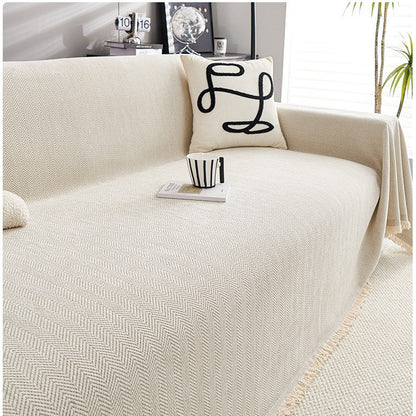 Hemingway Durable Pet-Friendly Herringbone Sofa Cover |Soft Fabric Sofa Protector | Machine Washable