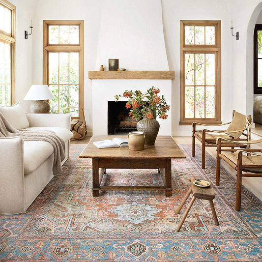Tissar Persian Style Rug | Low-Pile Machine Washable | Bohemian Decor