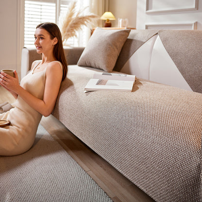 VALLA Linen Sofa Cover | Solid Colour Non-Slip Easy Clean Couch Protector