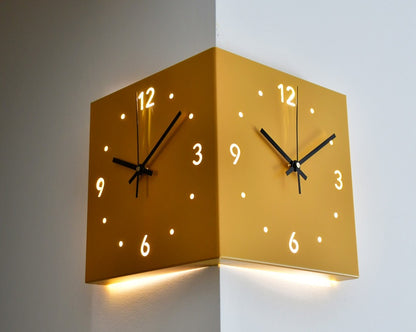 TYME Corner Clock | Double-Sided Modern Wall Clock for Living Room