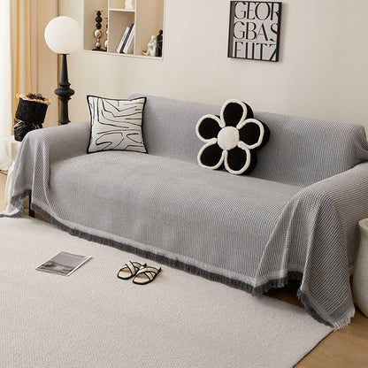 Kalmea Japandi Sofa Cover | Machine Washable Couch Protector with Tassel Edge