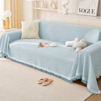 Kalmea Japandi Sofa Cover | Machine Washable Couch Protector with Tassel Edge