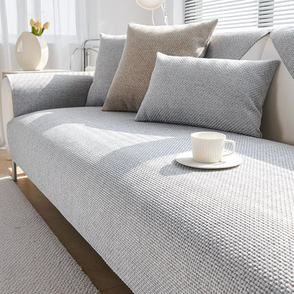 VALLA Linen Sofa Cover | Solid Colour Non-Slip Easy Clean Couch Protector