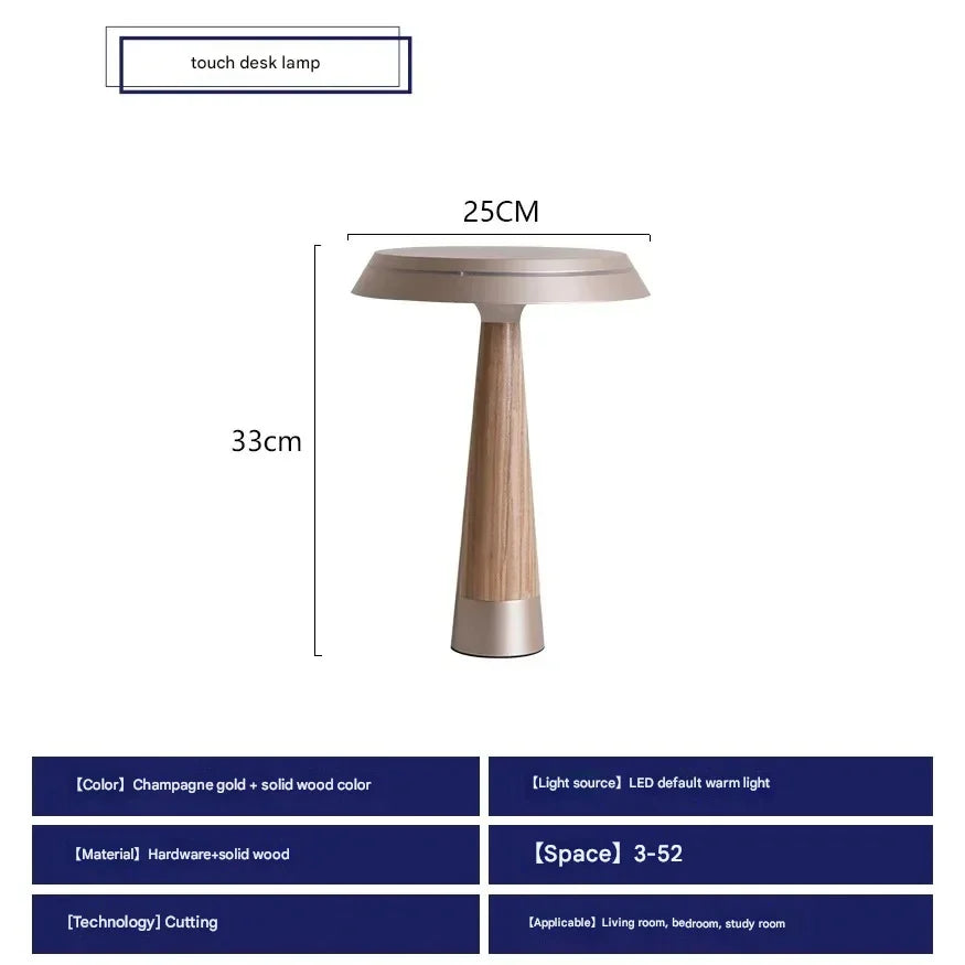 RainaWood | Modern Elegant Solid Wood Touch Table Lamp for Bedroom 7