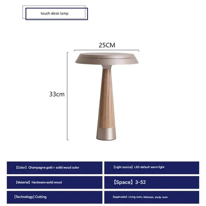 RainaWood | Modern Elegant Solid Wood Touch Table Lamp for Bedroom 7
